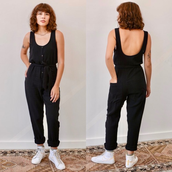 STILLWATER Lost In Love Gauze Jumpsuit in Black - Picture 2 of 8